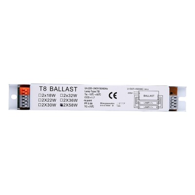 T8 2x18/30/58W elektroninis balastas UV baktericidinei lempai, fluorescencinei lempai