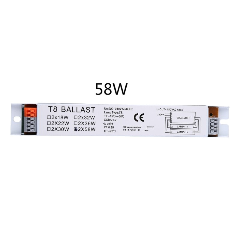 T8 2x18/30/58W elektroninis balastas UV baktericidinei lempai, fluorescencinei lempai