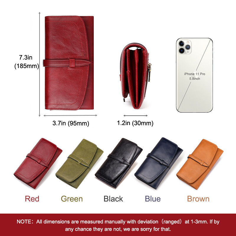 Portofel de damă din piele naturală Portofele lungi clasice cu fermoar portmoneu cu blocare RFID Suport pentru carduri pentru doamne Portfel