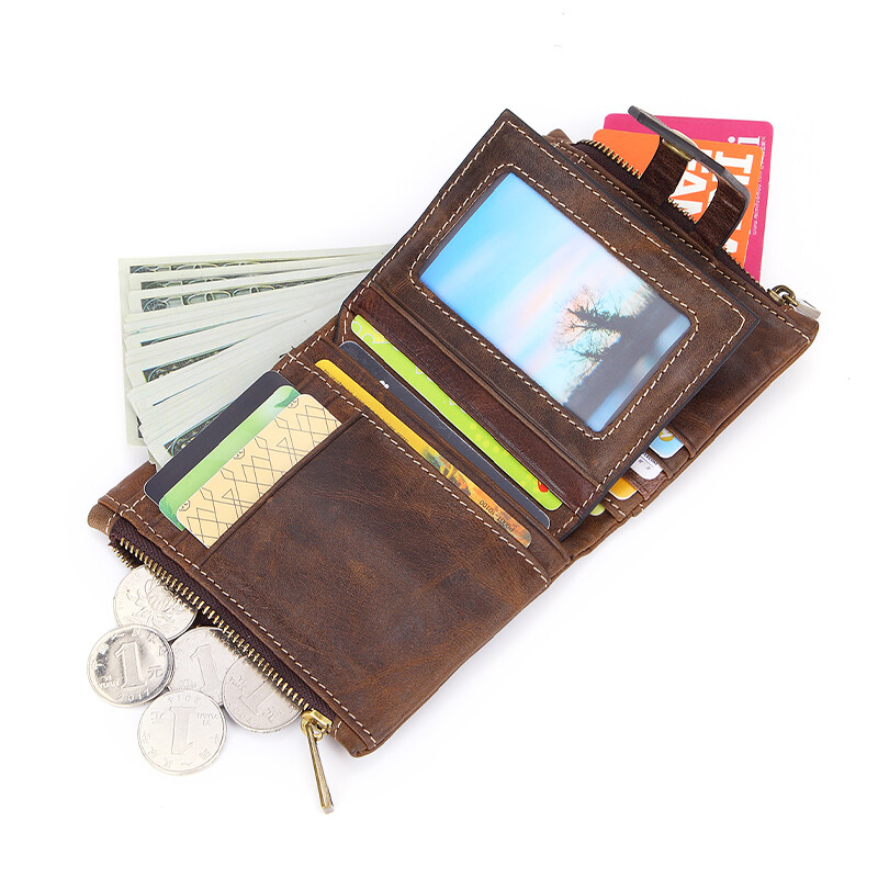 Portofel de damă din piele naturală Suport pentru carduri multiple cu blocare RFID cu buzunar pentru telefon mobil Cadouri de Ziua Mamei