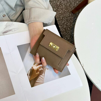 Valódi tehénbőr pénztárca kártyatartó nőknek, rövid tenyérmintás egyszerű érme pénztárca, kis pénztárca, klasszikus női pénztárcák