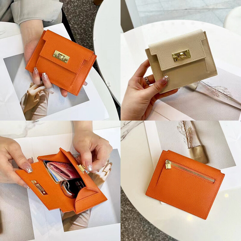Valódi tehénbőr pénztárca kártyatartó nőknek, rövid tenyérmintás egyszerű érme pénztárca, kis pénztárca, klasszikus női pénztárcák