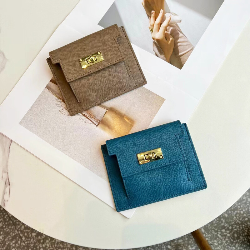 Valódi tehénbőr pénztárca kártyatartó nőknek, rövid tenyérmintás egyszerű érme pénztárca, kis pénztárca, klasszikus női pénztárcák