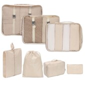 Set de 7 containere de depozitare pentru articole de toaletă și geantă de machiaj, valiză, îmbrăcăminte, pantofi, organizator pentru lenjerie intimă