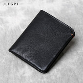 Novčanik od prave kože Muški kratki, ručno rađen gornji sloj goveđe kože, retro, ležeran, svestran, ultratanak novčanik