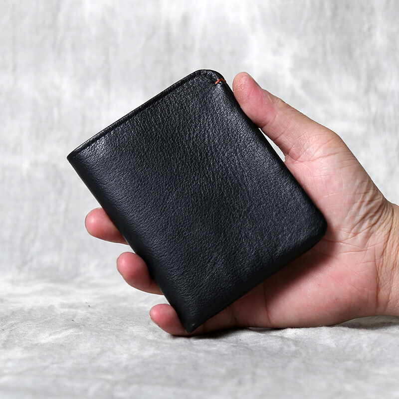 Novčanik od prave kože Muški kratki, ručno rađen gornji sloj goveđe kože, retro, ležeran, svestran, ultratanak novčanik