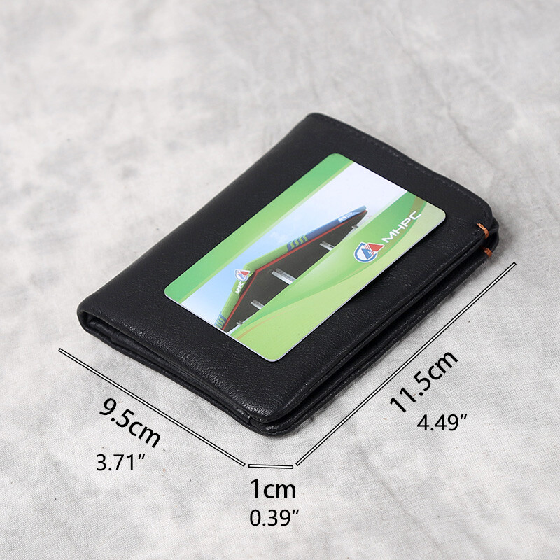 Novčanik od prave kože Muški kratki, ručno rađen gornji sloj goveđe kože, retro, ležeran, svestran, ultratanak novčanik