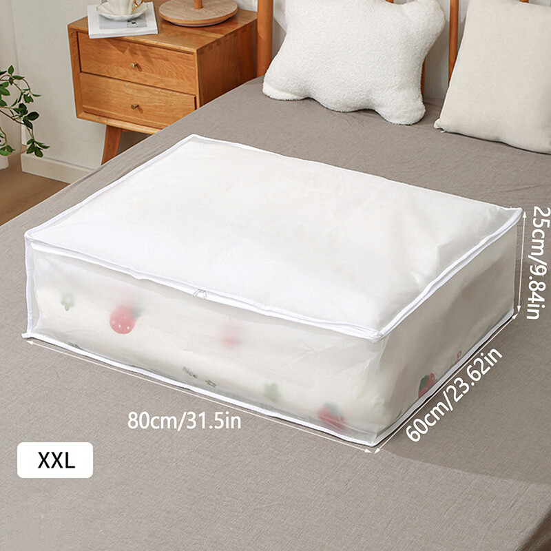 Geantă de depozitare pentru pilota de bumbac pentru haine Cutie transparentă de organizare pentru pilota de capacitate mare PEVA, rezistentă la praf, sac de ambalare pentru mutarea casei