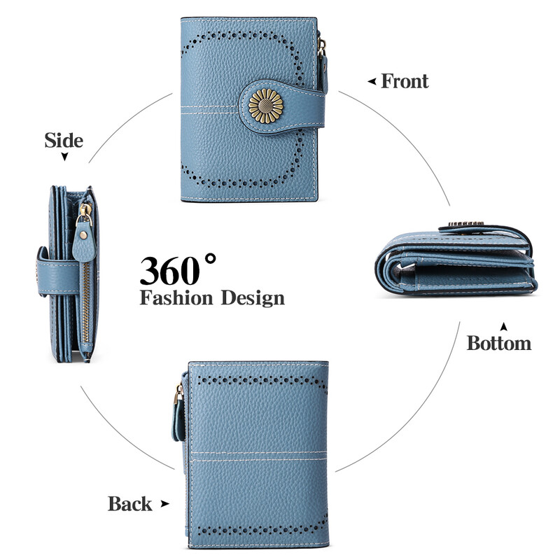 SENDEFN Modes ādas sieviešu maki, rāvējslēdzējs, īss maciņš RFID bloķēšanas karšu turētāji Modes monētu maki sievietēm 5215