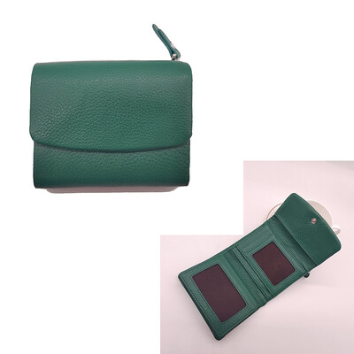 Νέο κοντό πορτοφόλι από μαλακό γνήσιο δέρμα αγελάδας Γυναικείο πολυλειτουργικό γυναικείο πορτοφόλι τρίπτυχο, μονόχρωμο δέρμα αγελάδας