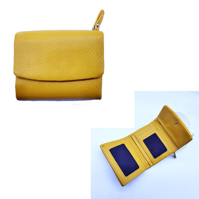 Νέο κοντό πορτοφόλι από μαλακό γνήσιο δέρμα αγελάδας Γυναικείο πολυλειτουργικό γυναικείο πορτοφόλι τρίπτυχο, μονόχρωμο δέρμα αγελάδας
