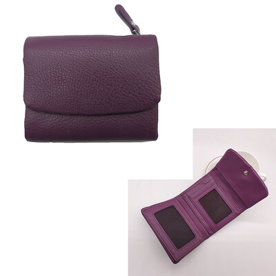 Νέο κοντό πορτοφόλι από μαλακό γνήσιο δέρμα αγελάδας Γυναικείο πολυλειτουργικό γυναικείο πορτοφόλι τρίπτυχο, μονόχρωμο δέρμα αγελάδας