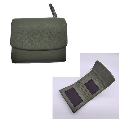 Νέο κοντό πορτοφόλι από μαλακό γνήσιο δέρμα αγελάδας Γυναικείο πολυλειτουργικό γυναικείο πορτοφόλι τρίπτυχο, μονόχρωμο δέρμα αγελάδας