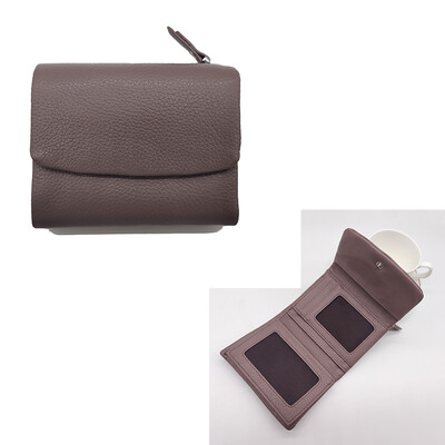 Νέο κοντό πορτοφόλι από μαλακό γνήσιο δέρμα αγελάδας Γυναικείο πολυλειτουργικό γυναικείο πορτοφόλι τρίπτυχο, μονόχρωμο δέρμα αγελάδας