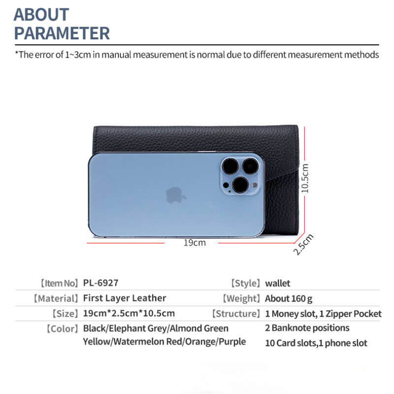 Dugi novčanik od prave kože, torbica za telefon, torbica za novčiće, ključ, torbica za ruž, torbica za slušalice, držač kreditne kartice za žene, spojka