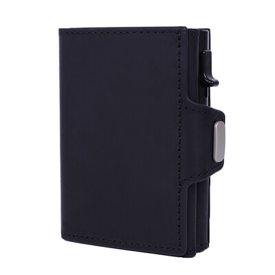 YE TREE Tanki aluminijski metalni novčanik za muškarce s patentnim zatvaračem Držač kreditne kartice RFID novčanik od prave kože koji se otvara za kartice i kovanice Man