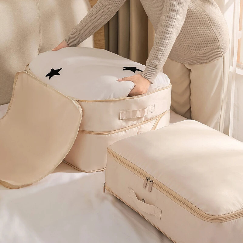 Geantă de depozitare plapumă cu autocompresie Organizator de dulap de capacitate mare Husă de depozitare Organizator de compresie cu economie de spațiu