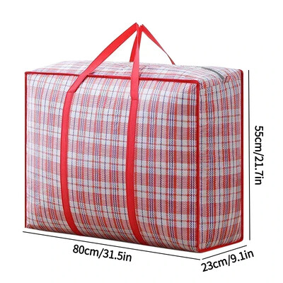 Prugasta tkana torba velikog kapaciteta za pohranu Torbe za selidbu Odjeća Poplun Pokrivač Paket za pakiranje prtljage Zip Torba Kućni organizator