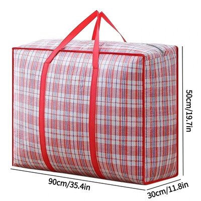 Prugasta tkana torba velikog kapaciteta za pohranu Torbe za selidbu Odjeća Poplun Pokrivač Paket za pakiranje prtljage Zip Torba Kućni organizator