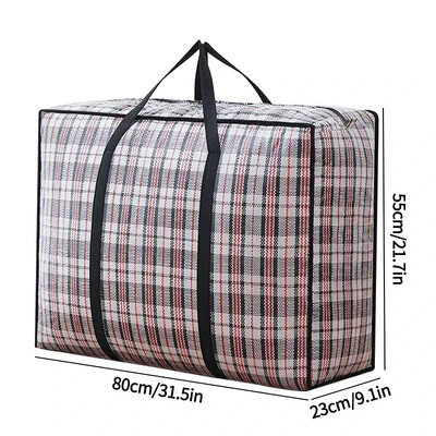 Prugasta tkana torba velikog kapaciteta za pohranu Torbe za selidbu Odjeća Poplun Pokrivač Paket za pakiranje prtljage Zip Torba Kućni organizator