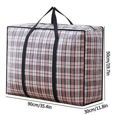Prugasta tkana torba velikog kapaciteta za pohranu Torbe za selidbu Odjeća Poplun Pokrivač Paket za pakiranje prtljage Zip Torba Kućni organizator