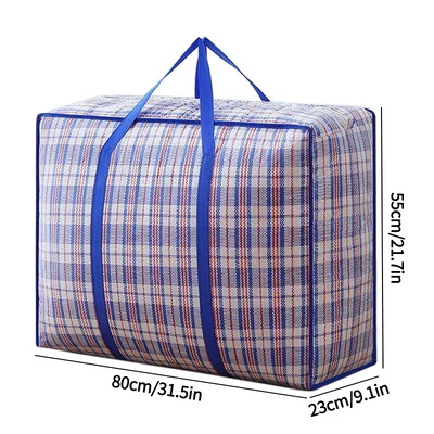 Prugasta tkana torba velikog kapaciteta za pohranu Torbe za selidbu Odjeća Poplun Pokrivač Paket za pakiranje prtljage Zip Torba Kućni organizator