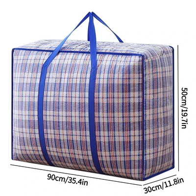 Prugasta tkana torba velikog kapaciteta za pohranu Torbe za selidbu Odjeća Poplun Pokrivač Paket za pakiranje prtljage Zip Torba Kućni organizator