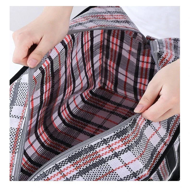 Prugasta tkana torba velikog kapaciteta za pohranu Torbe za selidbu Odjeća Poplun Pokrivač Paket za pakiranje prtljage Zip Torba Kućni organizator