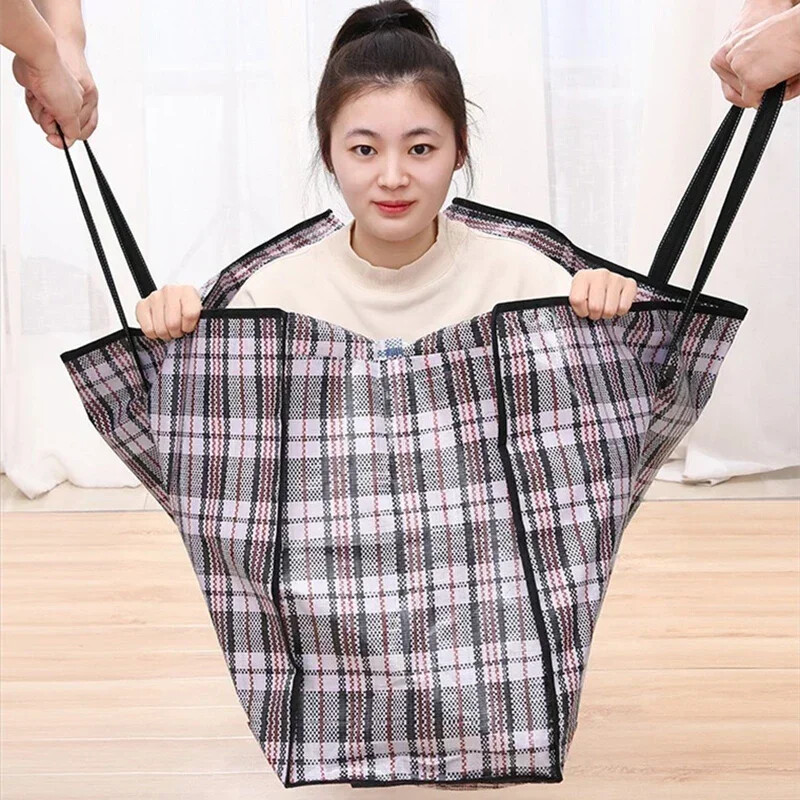 Prugasta tkana torba velikog kapaciteta za pohranu Torbe za selidbu Odjeća Poplun Pokrivač Paket za pakiranje prtljage Zip Torba Kućni organizator