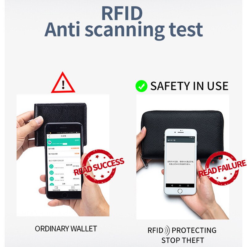 Ženski novčanik RFID funkcija od prave kože Luksuzni dizajn Dugi torbice s patentnim zatvaračem Torbe s karticama od kravlje kože Ženska modna torbica