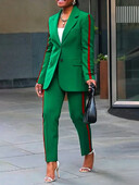 Jennifer jauns, stilīgs, garām piedurknēm, brīvs, sadalīts, svītrains atloks Virsdrēbes, kostīms, virsdrēbes ikdienas biroja pilsētas vajadzībām