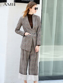 AMII Minimalističke hlače Ženska zimska moda 2022., Ležerna karirana, Elegantan temperament Pogodan za sve Kombinirani sako zasebno 11840248