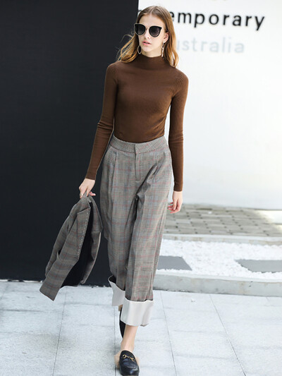 AMII Minimalističke hlače Ženska zimska moda 2022., Ležerna karirana, Elegantan temperament Pogodan za sve Kombinirani sako zasebno 11840248