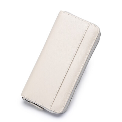 Portofel lung cu fermoar pentru femei, piele naturală, cu blocare RFID, portofele pentru femei de capacitate mare, cu suport pentru carduri de credit