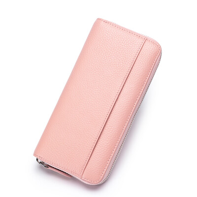Portofel lung cu fermoar pentru femei, piele naturală, cu blocare RFID, portofele pentru femei de capacitate mare, cu suport pentru carduri de credit