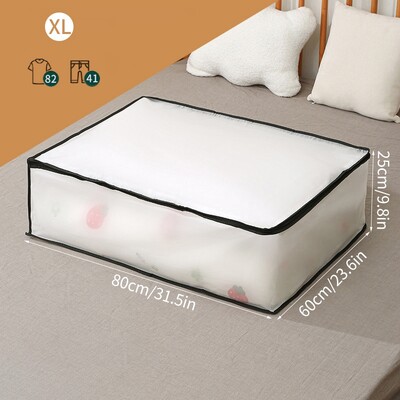 PEVA Geantă de depozitare pliabilă pentru haine translucide Pătură pilota Dulap pentru pulovere Organizator cu fermoar Cutie de depozitare Pungi pentru praf Cub