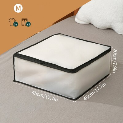 PEVA Geantă de depozitare pliabilă pentru haine translucide Pătură pilota Dulap pentru pulovere Organizator cu fermoar Cutie de depozitare Pungi pentru praf Cub