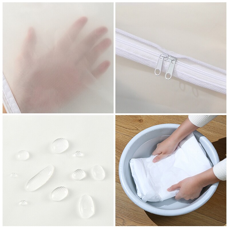 PEVA Geantă de depozitare pliabilă pentru haine translucide Pătură pilota Dulap pentru pulovere Organizator cu fermoar Cutie de depozitare Pungi pentru praf Cub