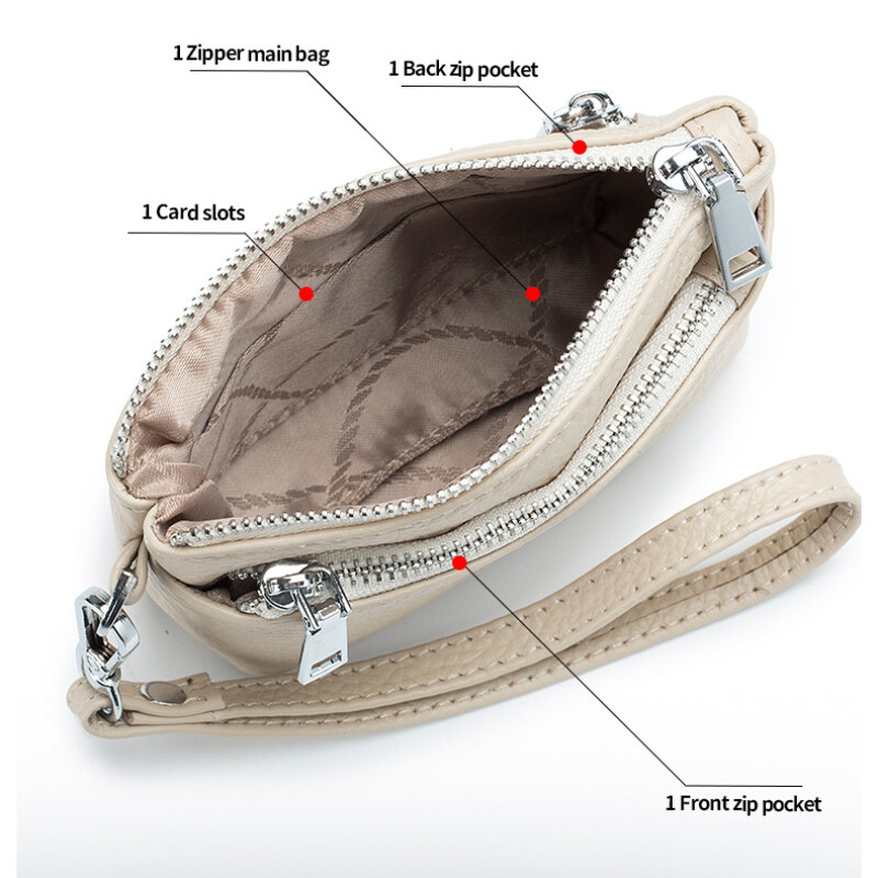 Poșetă din piele naturală Genți portofel din piele de vacă Poșetă mică pentru monede Suport card Geantă de mână cu cheie Ruj Husă de depozitare pentru căști pentru femei