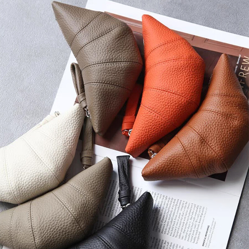 Luxus valódi bőr érme pénztárca női croissant hordozható cipzáras kuplung táskák marhabőr kártya pénztárca kulcs rúzs kozmetikai tároló táska