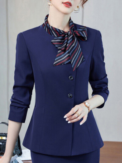 Yitimuceng Elegantni uredski komplet hlača za žene, odijela s hlačama s jednim kopčanjem, uska odjeća, moderna nova 2 kom.