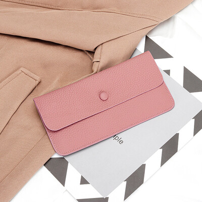 100% īstas ādas sieviešu garš maks Luksusa plāns sajūga aploksne naudas soma Sieviešu modes govs ādas ID kredītkartes turētāja somiņa