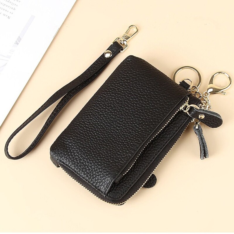 Mali novčanici od goveđe kože s višestrukim otvorima za kartice Jednobojne torbice s patentnim zatvaračem Višenamjenski džepovi za novčiće Ženske