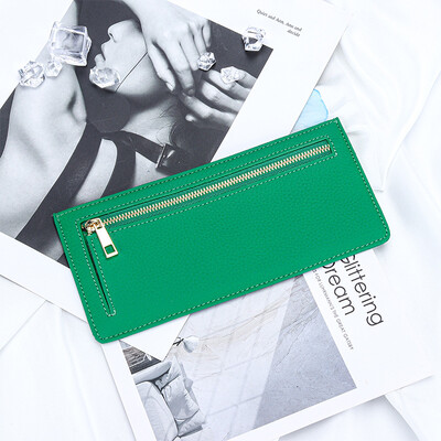 Tanak držač kartice od prave kože Pametni novčanik Ženska goveđa koža Držači kreditnih kartica Ultratanki novčanik Ženska torbica za kovanice