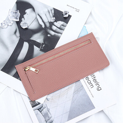 Tanak držač kartice od prave kože Pametni novčanik Ženska goveđa koža Držači kreditnih kartica Ultratanki novčanik Ženska torbica za kovanice