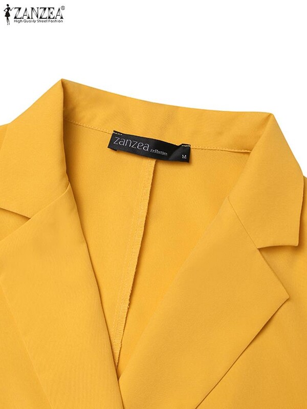ZANZEA sievietēm Eleganti rudens žakešu kostīmi OL darba bikšu komplekti 2 gab. Modes vienkrāsaini bikškostīmi biroja sieviešu sporta tērpi