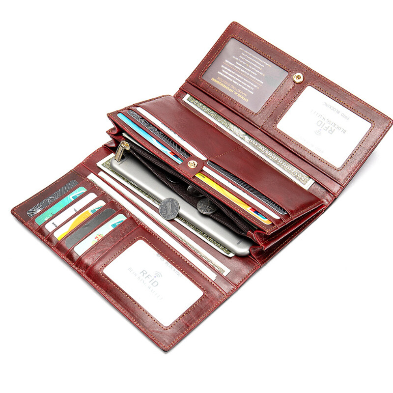 Modna ženska torbica od prave kože Luksuzna dizajnerska ženska torbica za večernju zabavu Duga ručna spojka za žensku haljinu Crvena