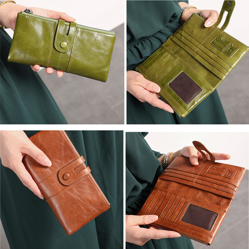 JOYIR Piele autentică Rfid Portofel pentru femei Portofel lung pentru femei Poșetă pentru femei Poșetă pentru femei Poșeta pentru bani de buzunar pentru telefon mobil La îndemână