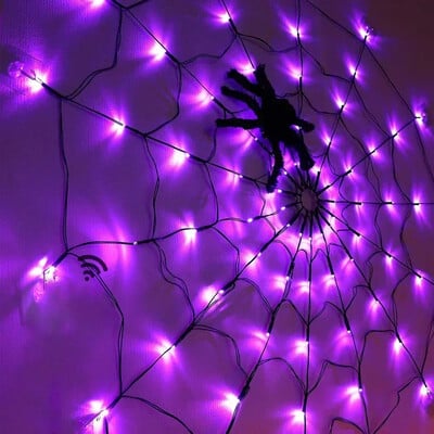 „Halloween Decrations Spider Web Lights“, 70 LED lauko vandeniui atspari baterija, veikianti Helovino festivalio atostogų patalpų dekoravimui