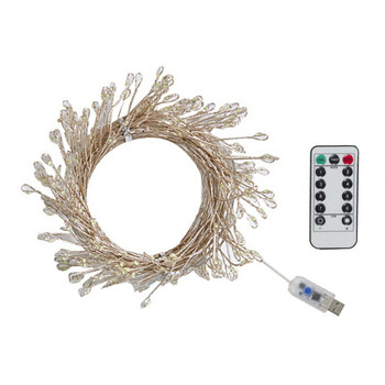 12M 400 LED Χριστουγεννιάτικη γιρλάντα Starry Cluster Light USB που τροφοδοτείται με τηλεχειριστήριο Firecracker Fairy Light Χάλκινα φώτα χορδής